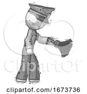 Poster, Art Print Of Sketch Police Man Dusting With Feather Duster Downwards