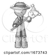 Poster, Art Print Of Sketch Detective Man Holding Jester Diagonally