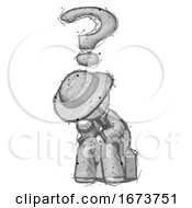 Poster, Art Print Of Sketch Detective Man Thinker Question Mark Concept