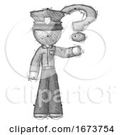 Poster, Art Print Of Sketch Police Man Holding Question Mark To Right