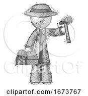 Poster, Art Print Of Sketch Detective Man Holding Tools And Toolchest Ready To Work