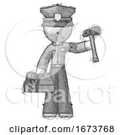 Poster, Art Print Of Sketch Police Man Holding Tools And Toolchest Ready To Work