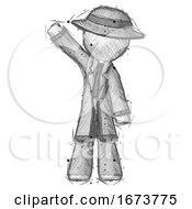 Poster, Art Print Of Sketch Detective Man Waving Emphatically With Right Arm