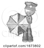 Poster, Art Print Of Sketch Police Man Holding Rainbow Umbrella Out To Viewer