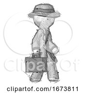 Poster, Art Print Of Sketch Detective Man Walking With Briefcase To The Right