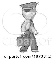 Poster, Art Print Of Sketch Police Man Walking With Briefcase To The Right