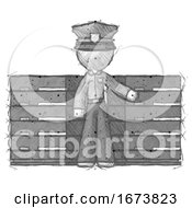 Poster, Art Print Of Sketch Police Man With Server Racks In Front Of Two Networked Systems