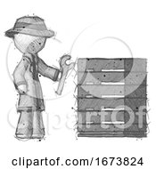 Poster, Art Print Of Sketch Detective Man Server Administrator Doing Repairs