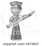 Sketch Police Man Holding Large Scalpel