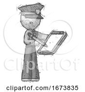 Sketch Police Man Using Clipboard And Pencil