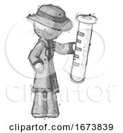 Poster, Art Print Of Sketch Detective Man Holding Large Test Tube