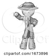 Sketch Detective Man Waving Right Arm With Hand On Hip