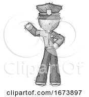 Sketch Police Man Waving Right Arm With Hand On Hip