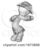 Poster, Art Print Of Sketch Detective Man Sneaking While Reaching For Something