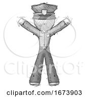 Poster, Art Print Of Sketch Police Man Surprise Pose Arms And Legs Out