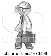 Poster, Art Print Of Sketch Doctor Scientist Man Walking With Briefcase To The Left