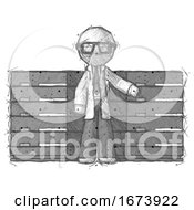 Poster, Art Print Of Sketch Doctor Scientist Man With Server Racks In Front Of Two Networked Systems
