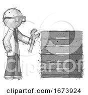 Poster, Art Print Of Sketch Doctor Scientist Man Server Administrator Doing Repairs