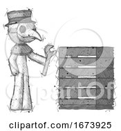 Poster, Art Print Of Sketch Plague Doctor Man Server Administrator Doing Repairs