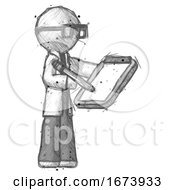 Poster, Art Print Of Sketch Doctor Scientist Man Using Clipboard And Pencil