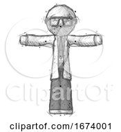 Poster, Art Print Of Sketch Doctor Scientist Man T-Pose Arms Up Standing