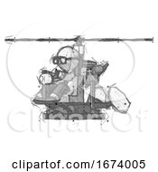 Poster, Art Print Of Sketch Doctor Scientist Man Flying In Gyrocopter Front Side Angle View