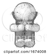 Sketch Doctor Scientist Man Sitting With Head Down Facing Forward