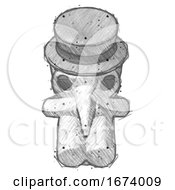Sketch Plague Doctor Man Sitting With Head Down Facing Forward