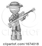 Poster, Art Print Of Sketch Detective Man Holding Sniper Rifle Gun