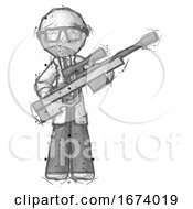 Poster, Art Print Of Sketch Doctor Scientist Man Holding Sniper Rifle Gun