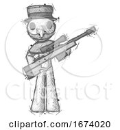 Sketch Plague Doctor Man Holding Sniper Rifle Gun