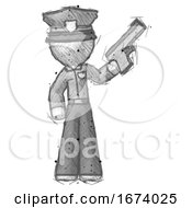 Sketch Police Man Holding Handgun