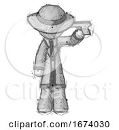 Poster, Art Print Of Sketch Detective Man Suicide Gun Pose