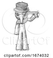 Poster, Art Print Of Sketch Plague Doctor Man Suicide Gun Pose