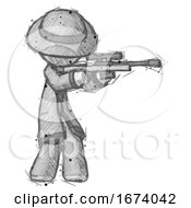 Poster, Art Print Of Sketch Detective Man Shooting Sniper Rifle