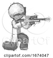 Poster, Art Print Of Sketch Doctor Scientist Man Kneeling Shooting Sniper Rifle