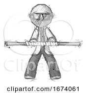 Sketch Doctor Scientist Man Bo Staff Kung Fu Defense Pose