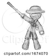 Poster, Art Print Of Sketch Detective Man Bo Staff Pointing Up Pose