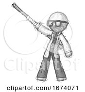 Poster, Art Print Of Sketch Doctor Scientist Man Bo Staff Pointing Up Pose
