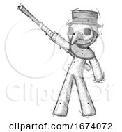 Poster, Art Print Of Sketch Plague Doctor Man Bo Staff Pointing Up Pose