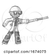 Poster, Art Print Of Sketch Doctor Scientist Man Bo Staff Pointing Right Kung Fu Pose
