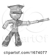 Poster, Art Print Of Sketch Police Man Bo Staff Pointing Right Kung Fu Pose