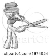 Poster, Art Print Of Sketch Plague Doctor Man Holding Giant Scissors Cutting Out Something