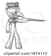 Poster, Art Print Of Sketch Plague Doctor Man Pointing With Hiking Stick