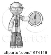 Poster, Art Print Of Sketch Doctor Scientist Man Holding A Large Compass