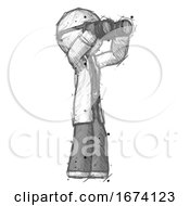 Poster, Art Print Of Sketch Doctor Scientist Man Looking Through Binoculars To The Right