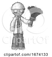 Poster, Art Print Of Sketch Doctor Scientist Man Holding Feather Duster Facing Forward