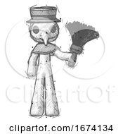 Poster, Art Print Of Sketch Plague Doctor Man Holding Feather Duster Facing Forward