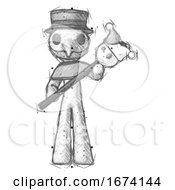 Sketch Plague Doctor Man Holding Jester Diagonally