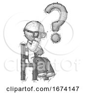 Poster, Art Print Of Sketch Doctor Scientist Man Question Mark Concept Sitting On Chair Thinking
